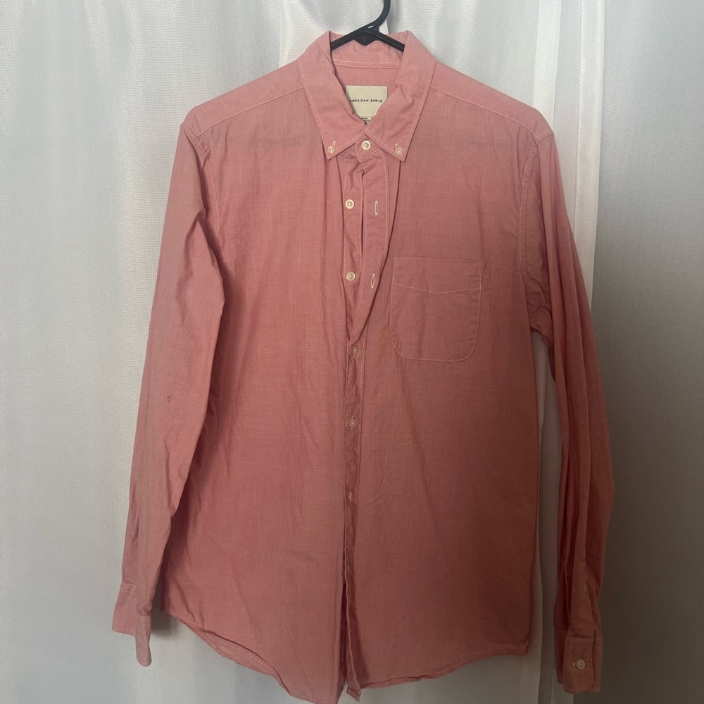 American Eagle Outfitters Pink Casual Button Down Shirt